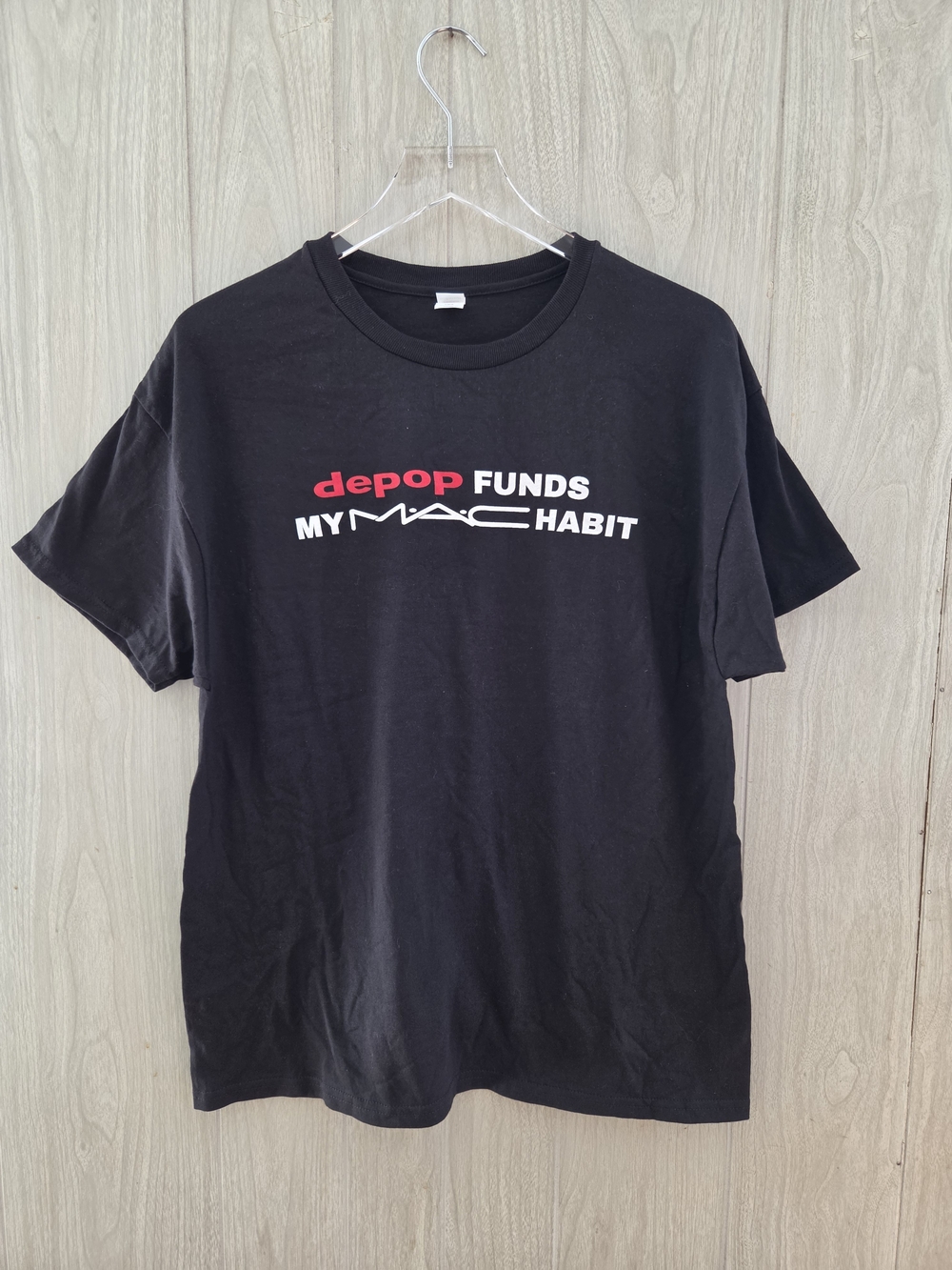 NWOT Depop Funds My MAC Habit Black Tee T-shirt Top L